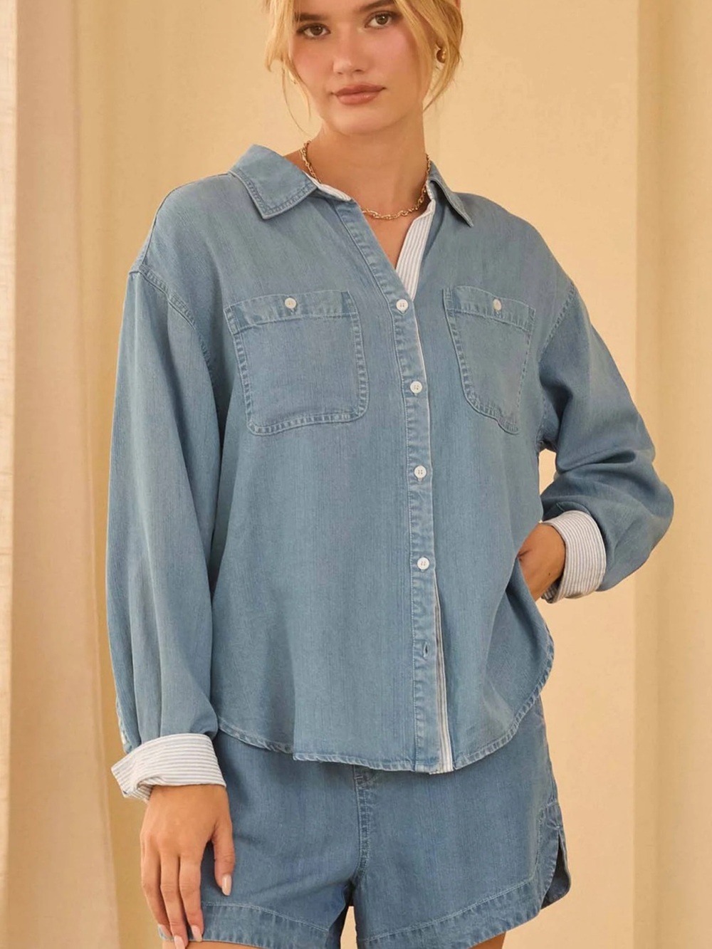 NWT Skies are Blue Tencel Button Down Shirt